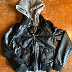 Faux leather bomber jacket